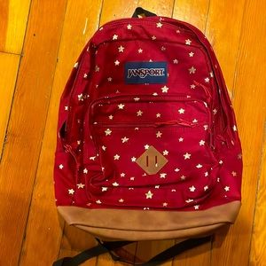 NWOT: JANSPORT Red-Gold Star Backpack FULL SIZE